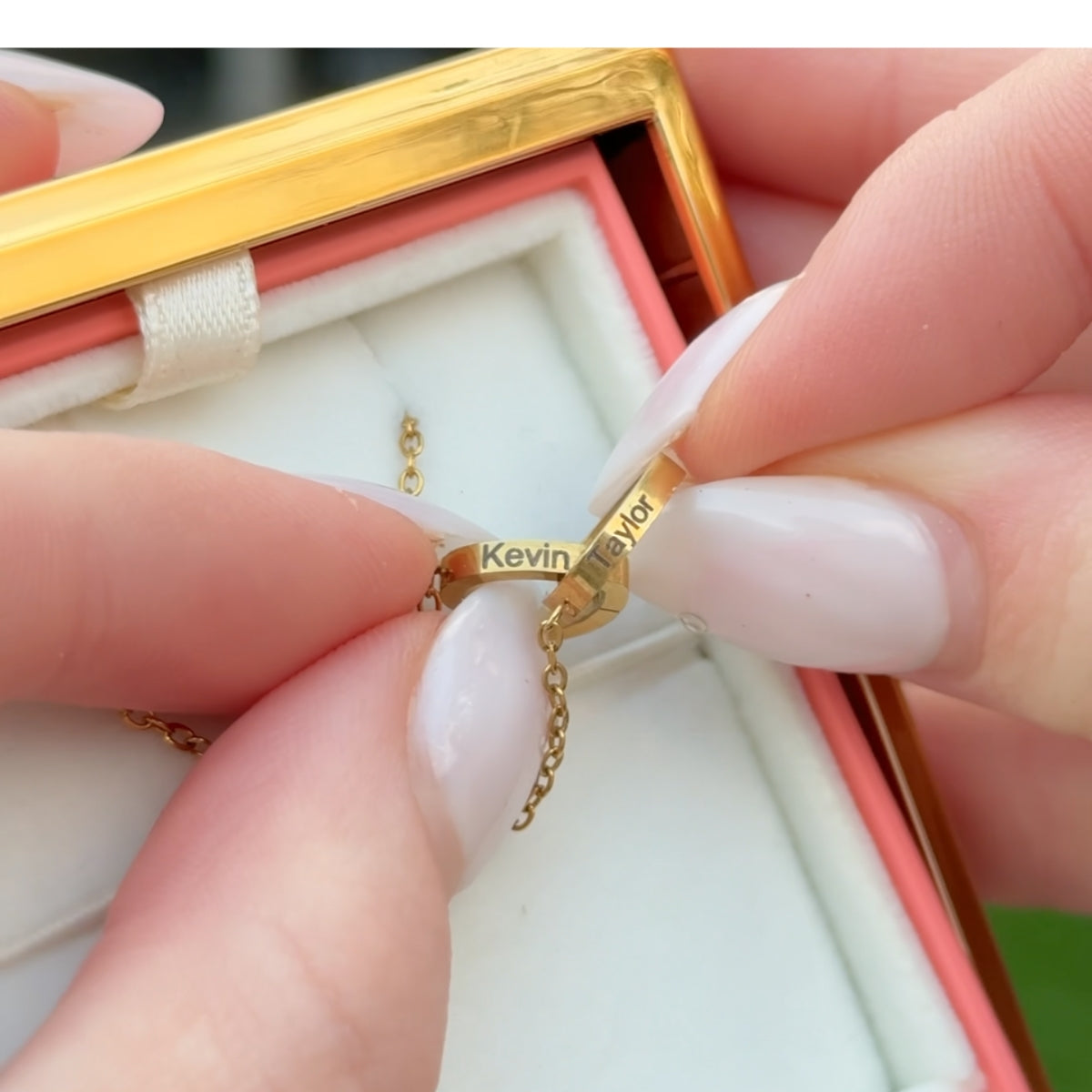 Eternal Rose Box with Engraved Necklace