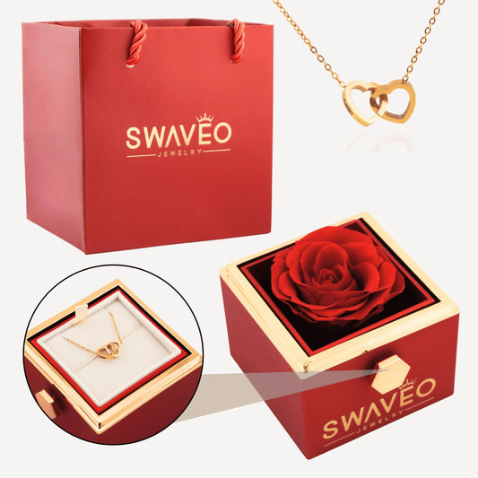 Eternal Rose Box with Engraved Necklace